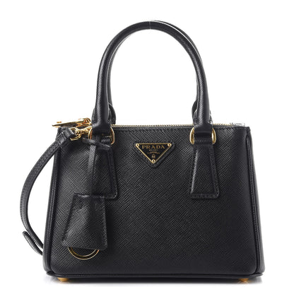 Prada Saffiano Micro Galleria Double Zip Tote Nero Black 1 of 9