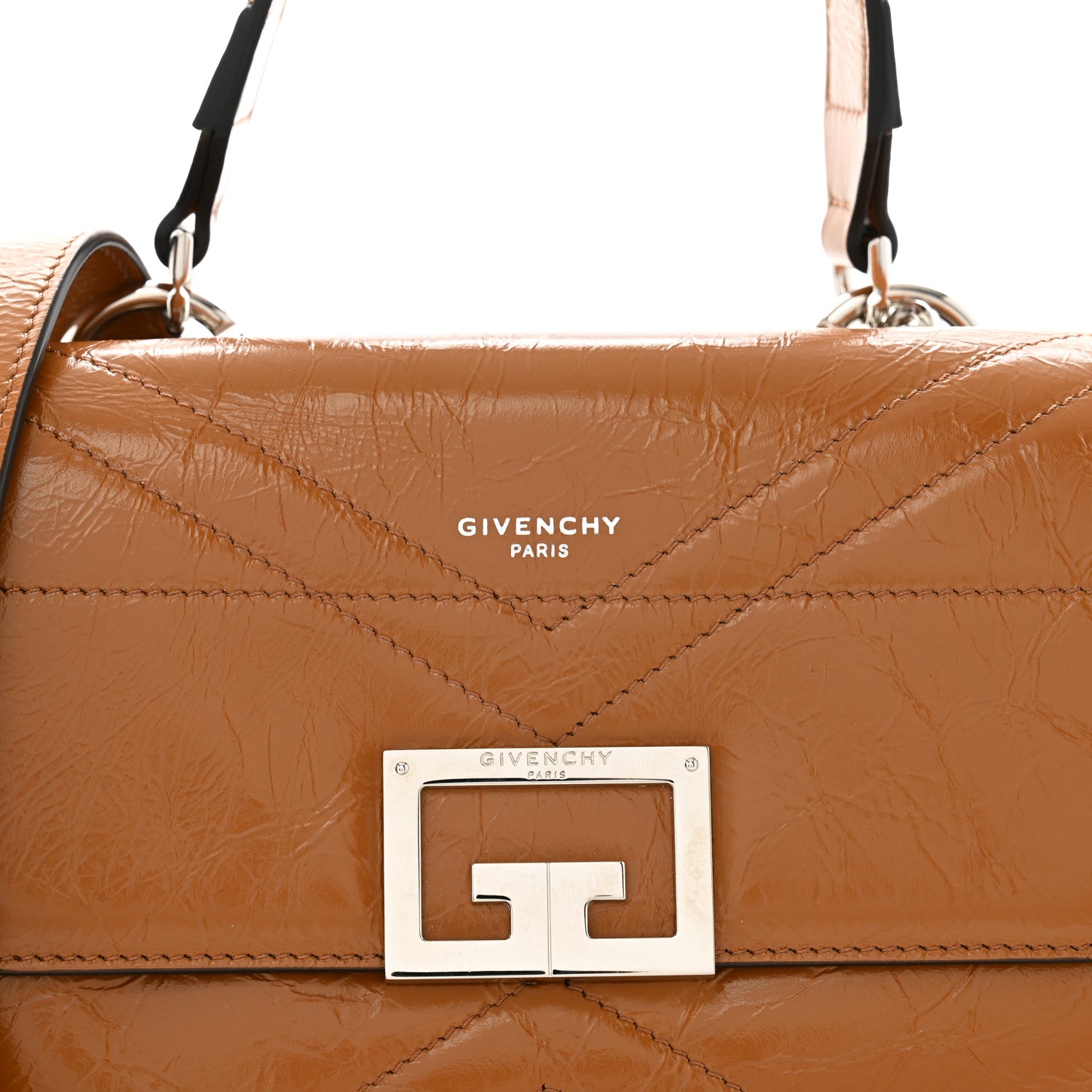 Givenchy Creased Patent Calfskin Small ID Flap Tan 7 of 11