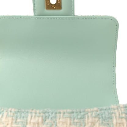 Chanel Tweed Handle Crush Top Handle Flap Bag Light Blue Ecru 12 of 12