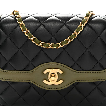 Chanel Lambskin Mini Square Flap Black Khaki 8 of 10