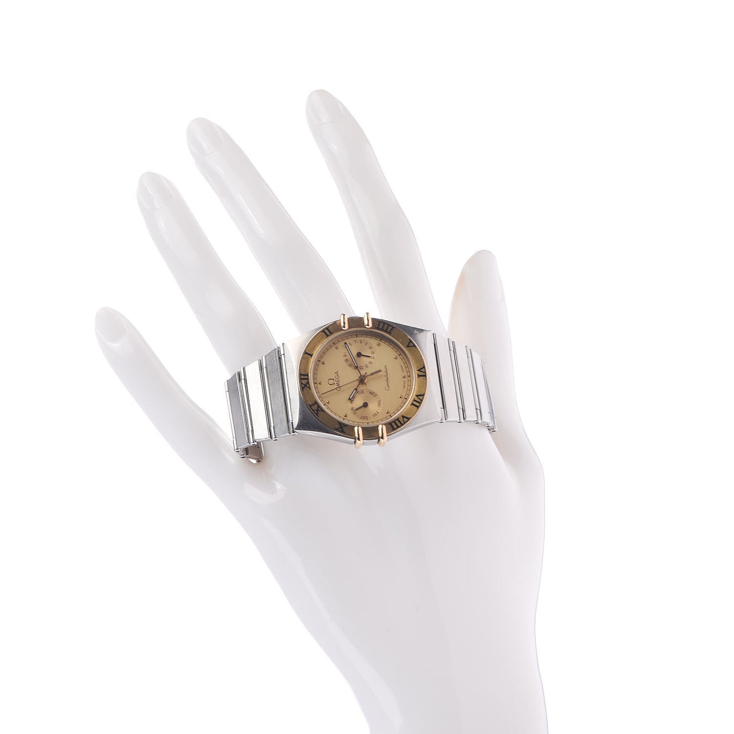 Stainless Steel 18K Yellow Gold 33mm Constellation Chrono Quartz Watch Champagne 396.1070
