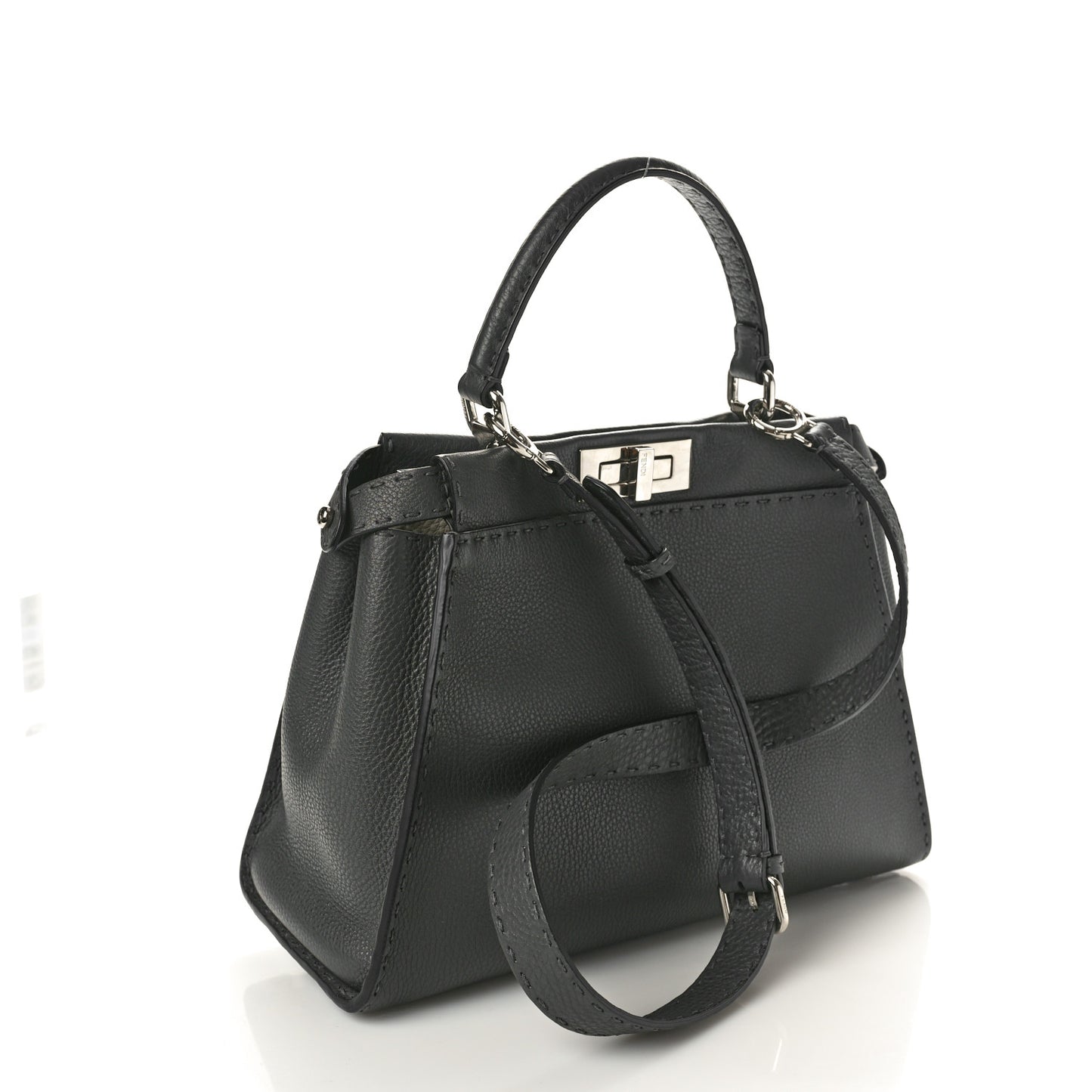 Cuoio Romano Selleria Bi-Color Medium Peekaboo Iconic Satchel Asfalto Latte