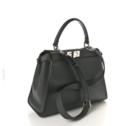Fendi Cuoio Romano Selleria Bi-Color Medium Peekaboo Iconic Satchel Asfalto Latte 3 of 10