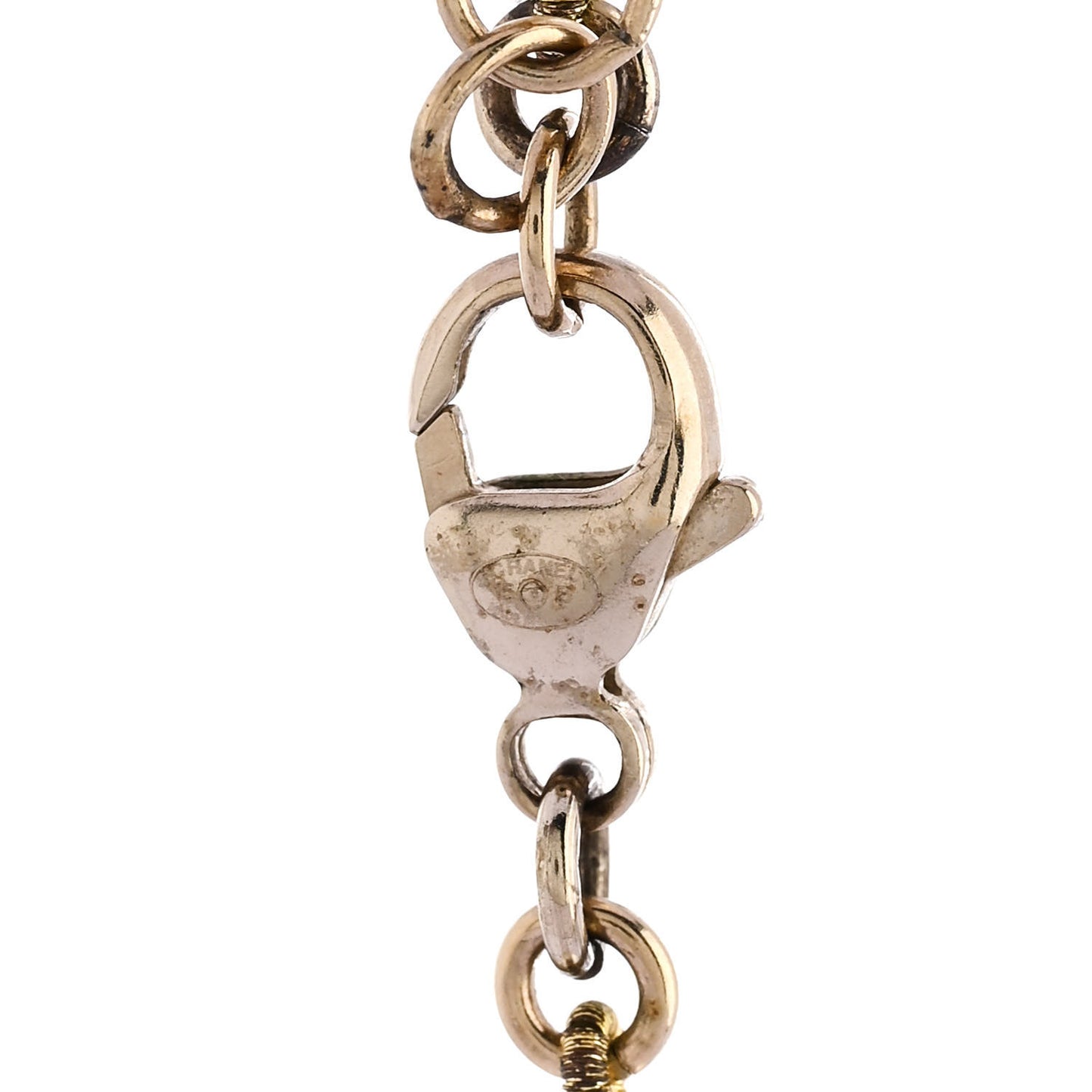 Pearl Crystal CC Short Necklace Gold Pearly White