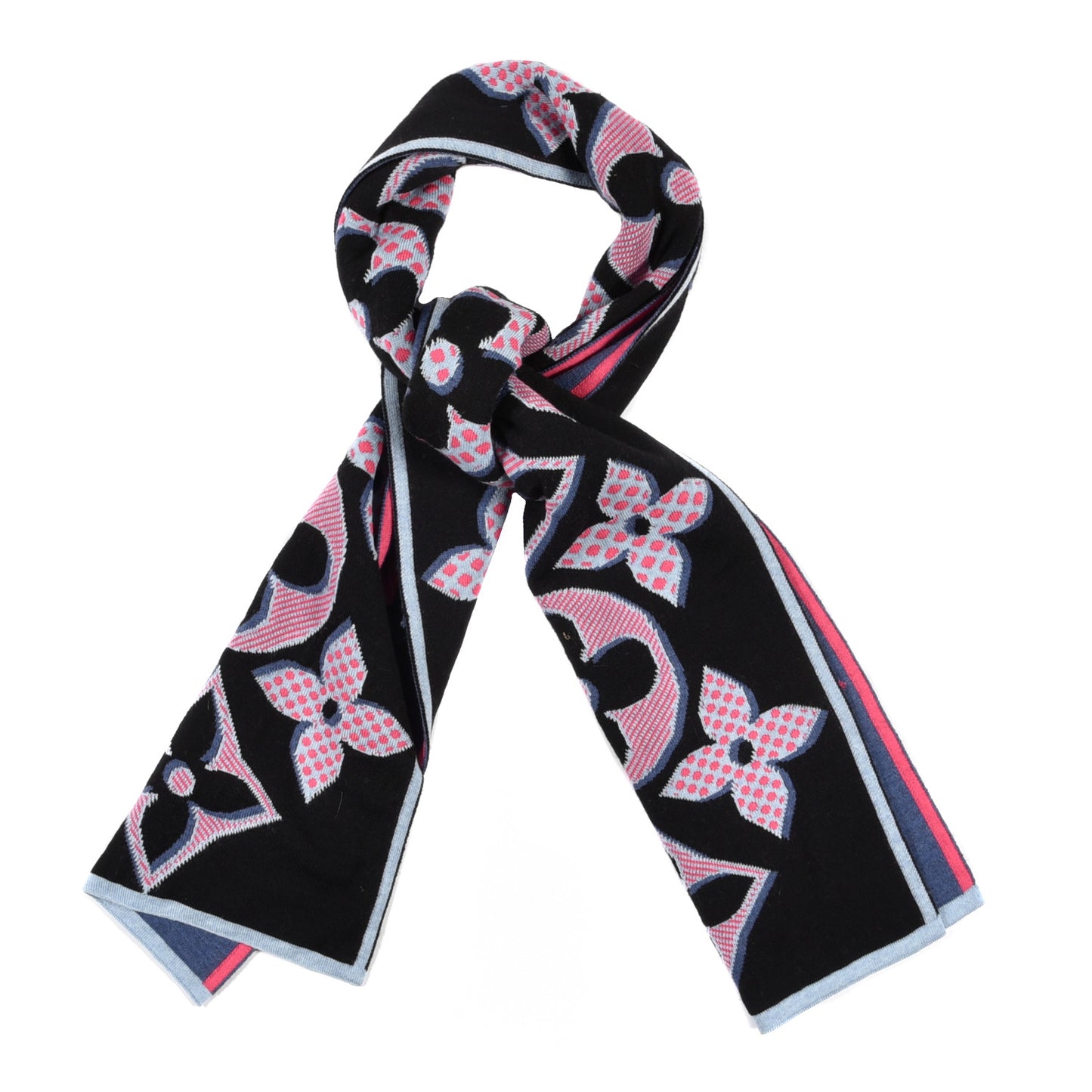 Wool Giant Pop Monogram Scarf Black Multicolor