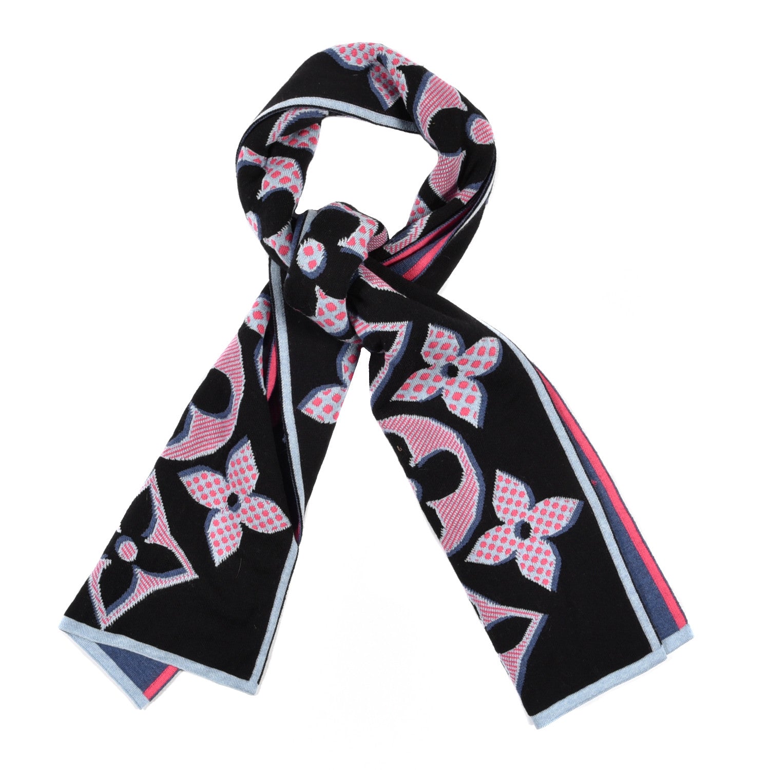 Louis Vuitton Wool Giant Pop Monogram Scarf Black Multicolor 1 of 4