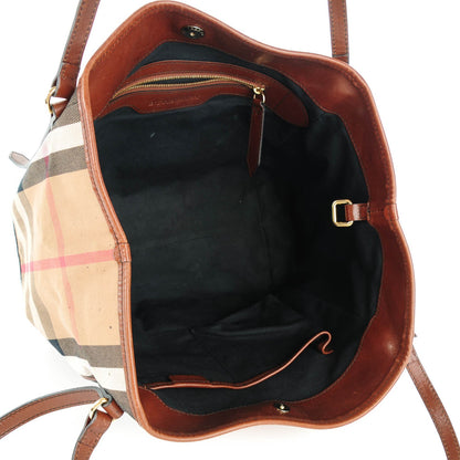 Burberry House Check Small Canterbury Tote Dark Tan 5 of 8