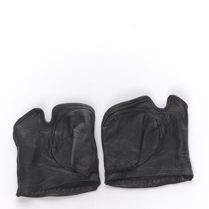 Chanel Lambskin CC Fingerless Gloves 7.5 Black 3 of 8