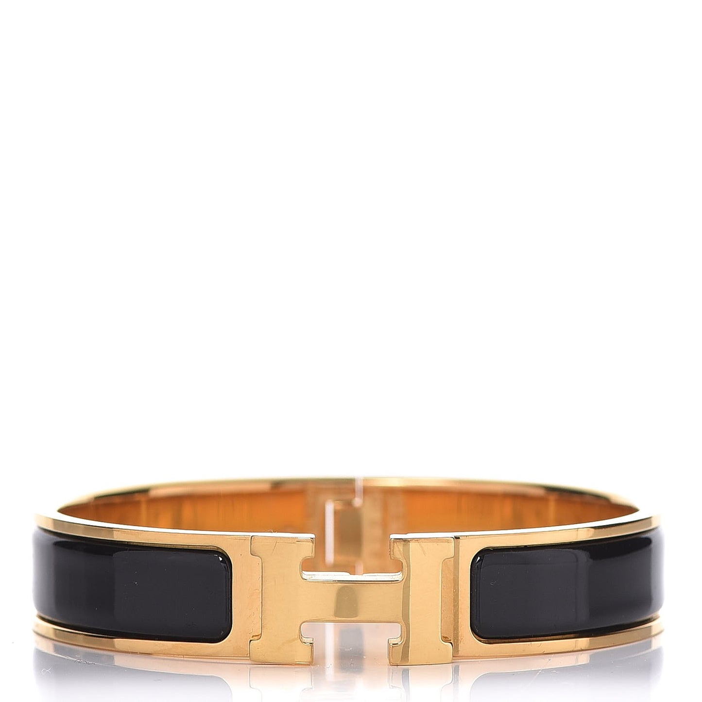 Enamel Narrow Clic Clac H Bracelet PM Black