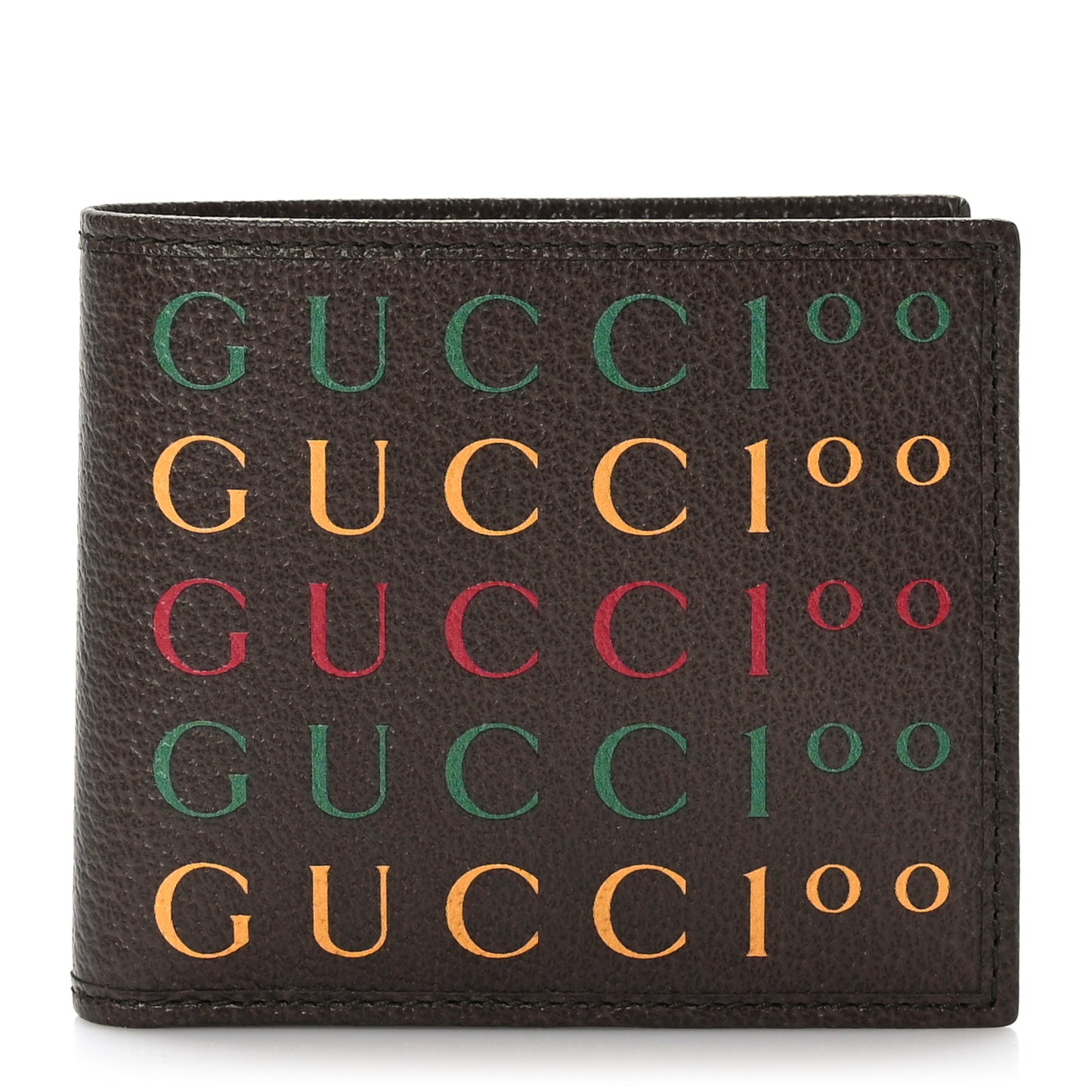 Textured Dollar Calfskin Gucci 100 Centennial Music Wallet New Acero New Shamarock Crop Hibiscus Red