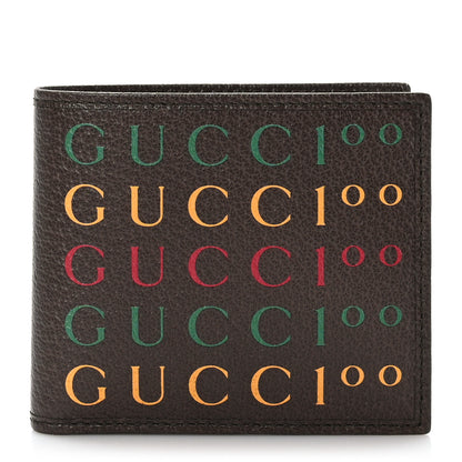 Gucci Textured Dollar Calfskin Gucci 100 Centennial Music Wallet New Acero New Shamarock Crop Hibiscus Red 1 of 7