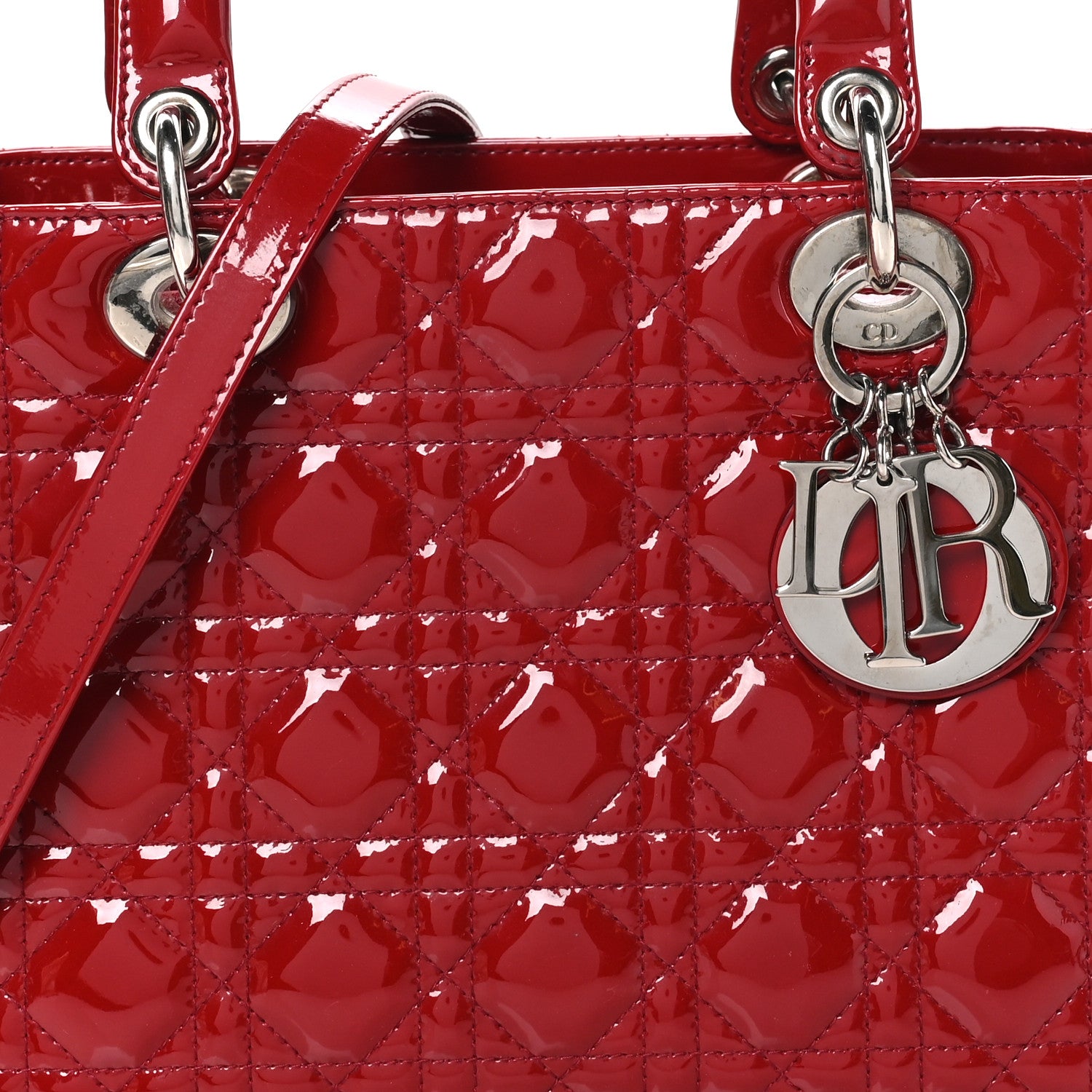 Christian Dior Patent Cannage Medium Lady Dior Burgundy Red 7 of 9