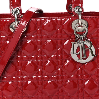 Christian Dior Patent Cannage Medium Lady Dior Burgundy Red 7 of 9