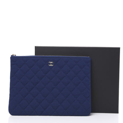 Chanel Jersey Quilted Medium Cosmetic Case Blue 8 of 8