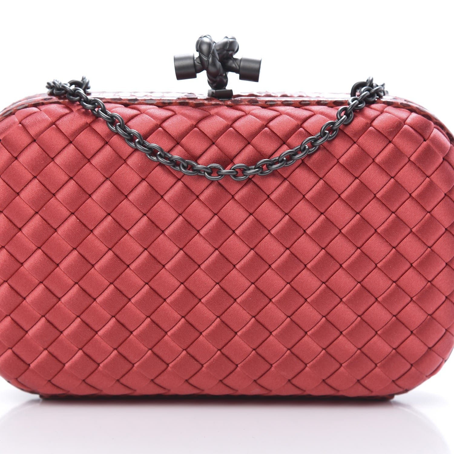 Bottega Veneta Satin Ayers Intrecciato Chain Knot Clutch Boucher 6 of 8