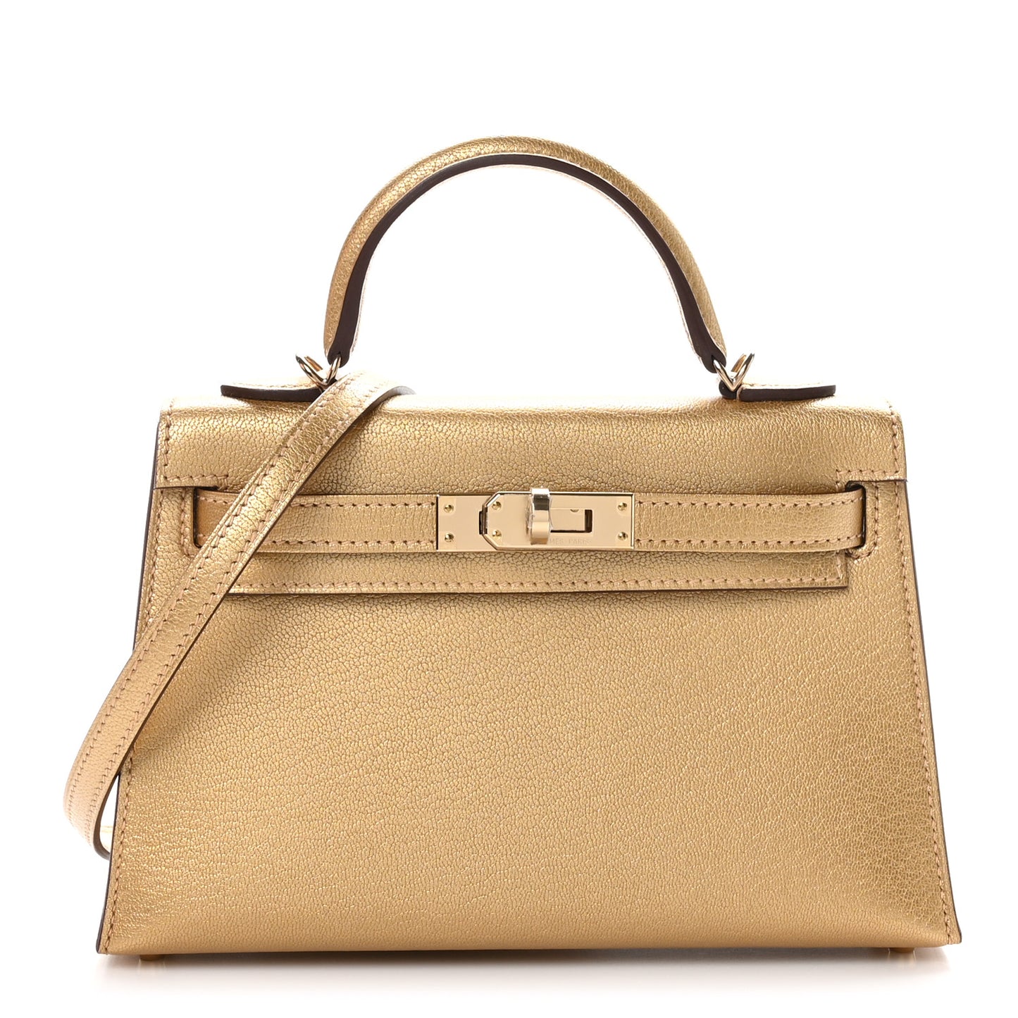 Metallic Chevre Chamkilight Mini Kelly Sellier 20 Dore