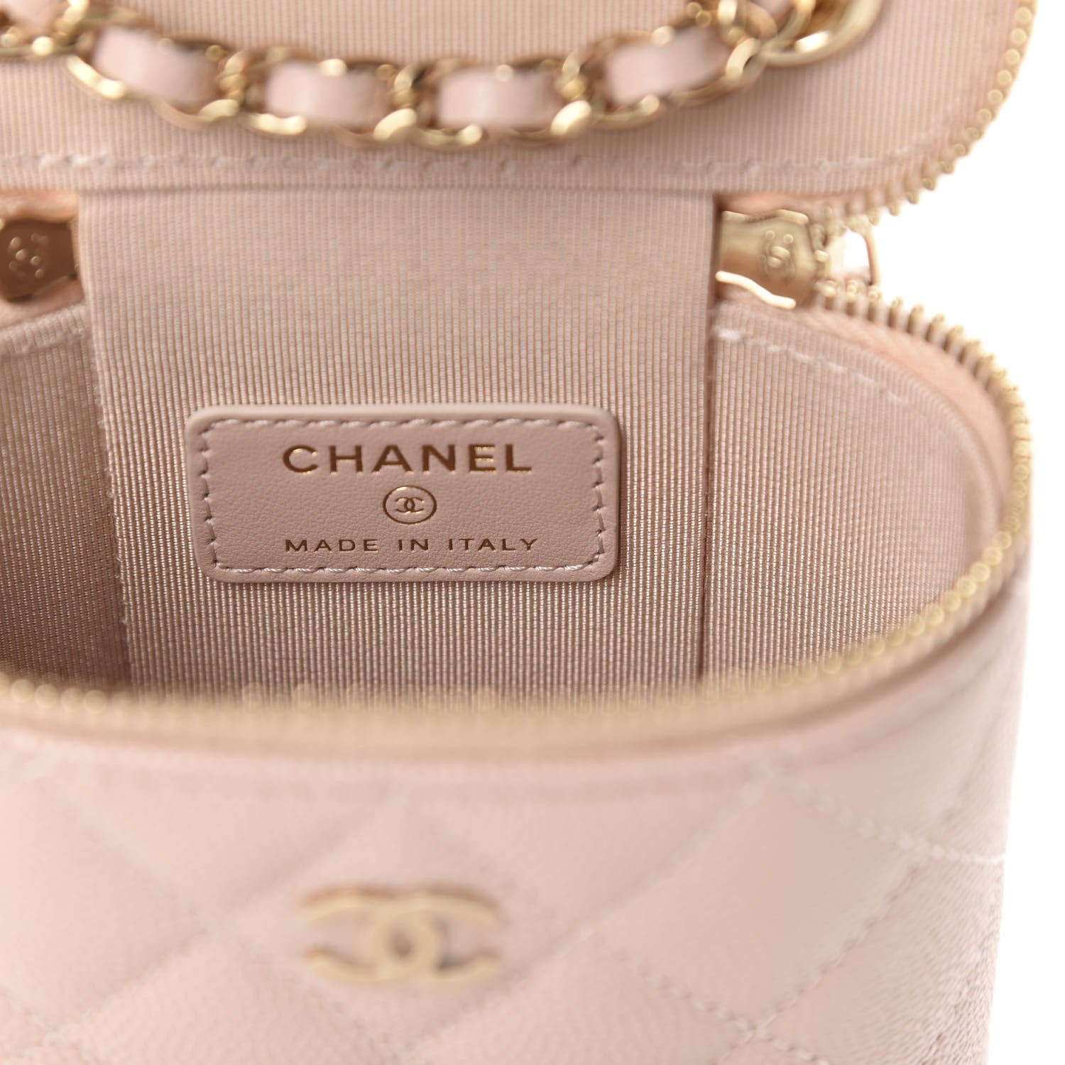 Chanel Caviar Quilted Small Vertical Coco Beauty Vanity Case With Chain Light Pink 8 of 10
