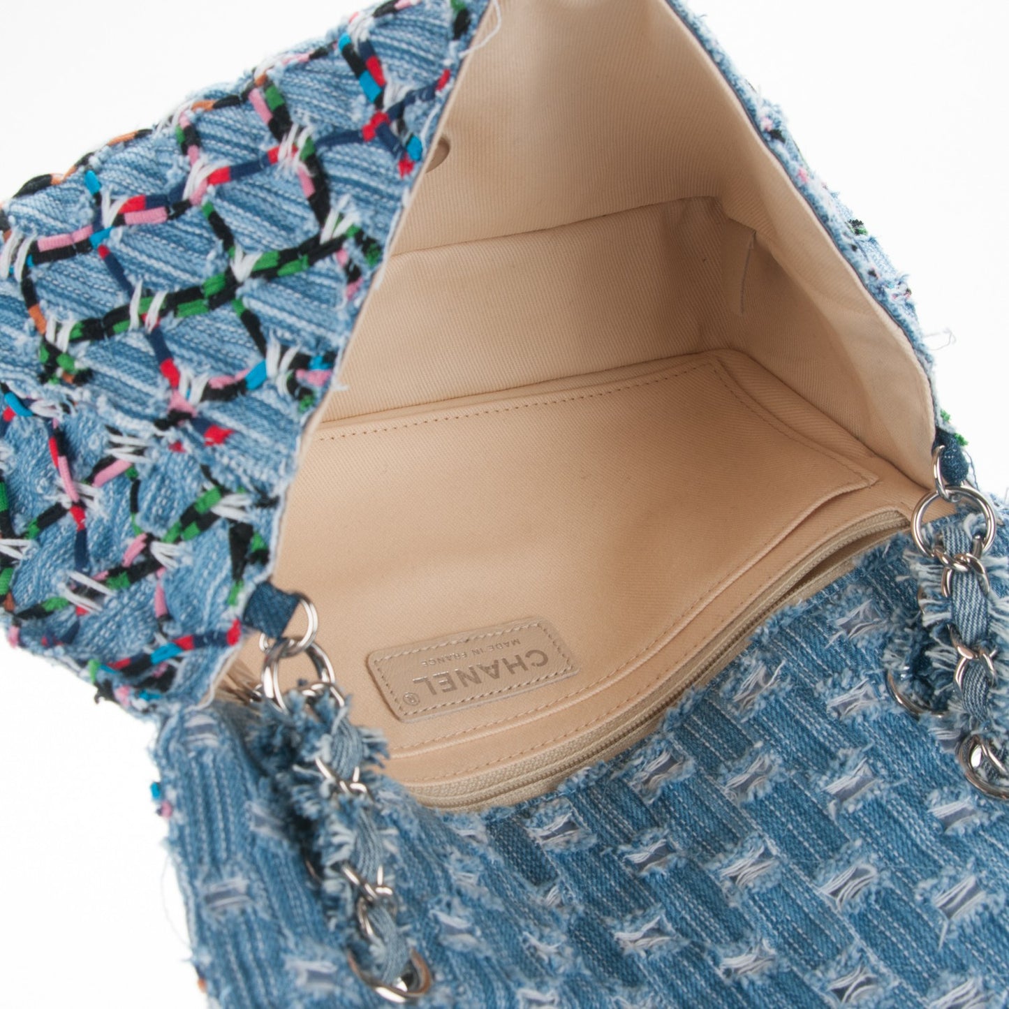 Woven Denim Medium Flap Multicolor