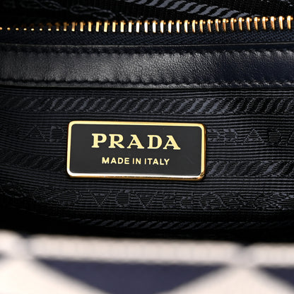 Prada Jacquard Saffiano Triangolo Symbole Embroidered Small Tote Baltico Talco 6 of 10