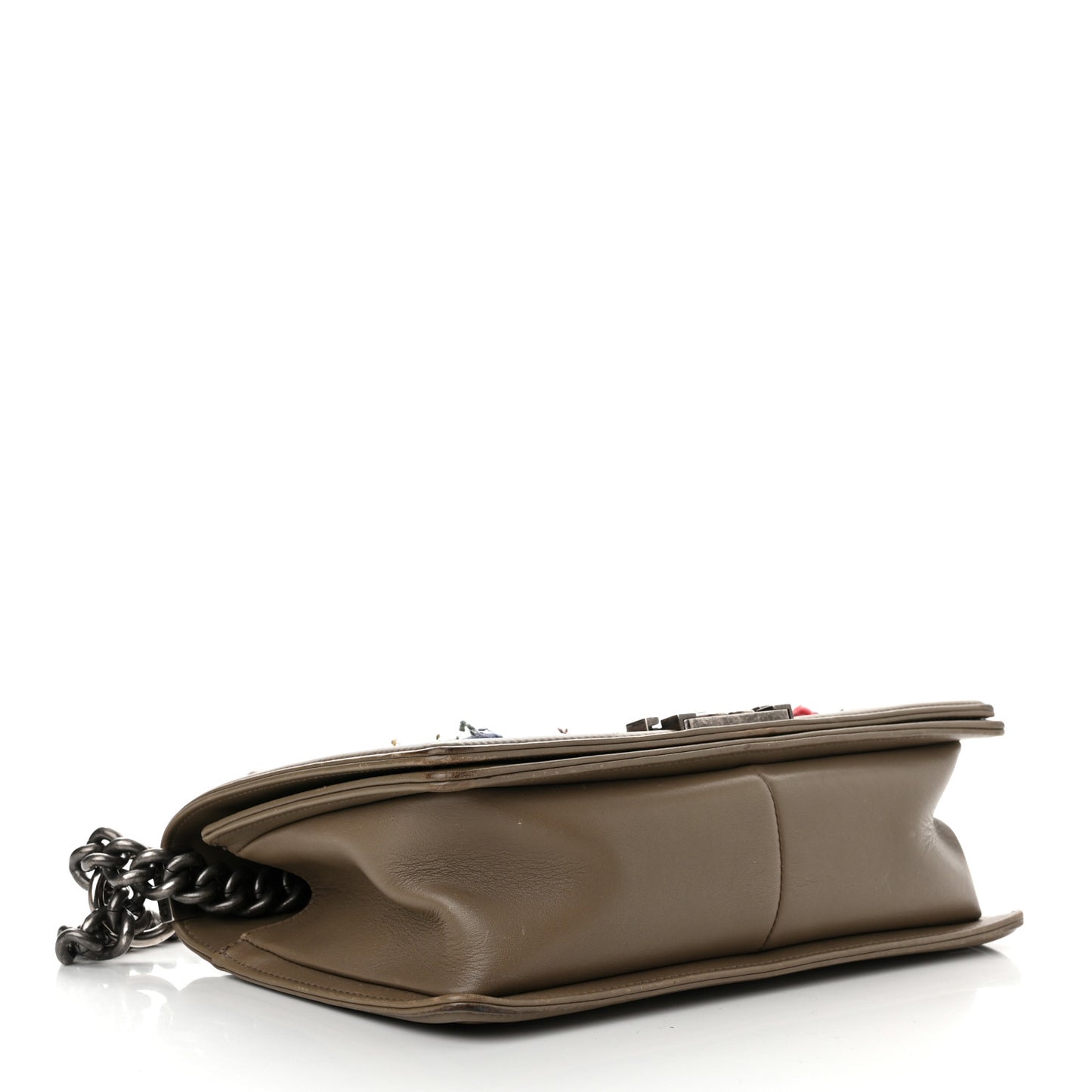 Calfskin Tweed Medium Boy Flap Dark Beige