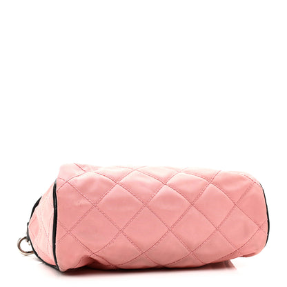 Prada Tessuto Nylon Saffiano Impunturato Quilted Barrel Pochette Pink Black 4 of 9