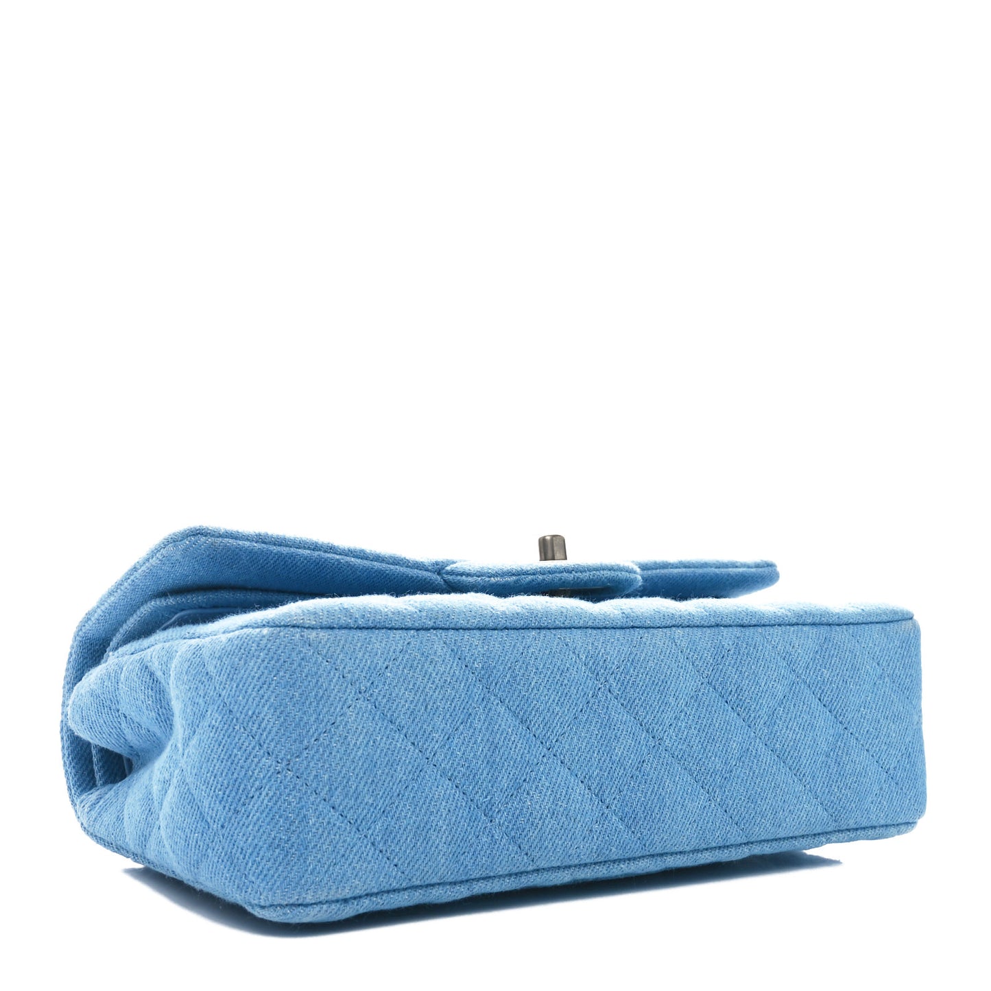 Denim Quilted Small Double Flap Blue