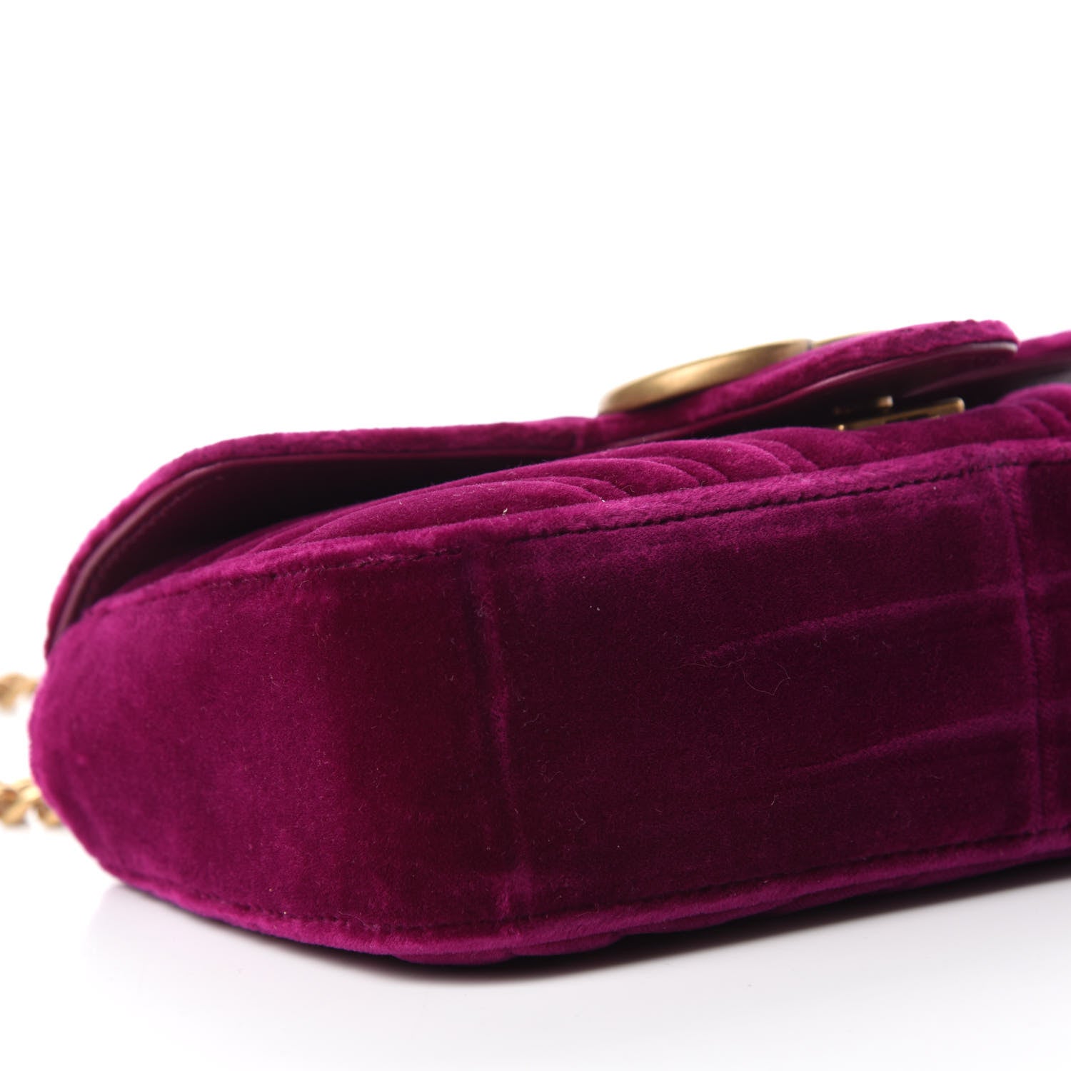 Gucci Velvet Matelasse Mini GG Marmont Shoulder Bag Fuchsia Violet Cyclamen 6 of 10