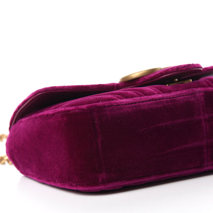 Gucci Velvet Matelasse Mini GG Marmont Shoulder Bag Fuchsia Violet Cyclamen 6 of 10