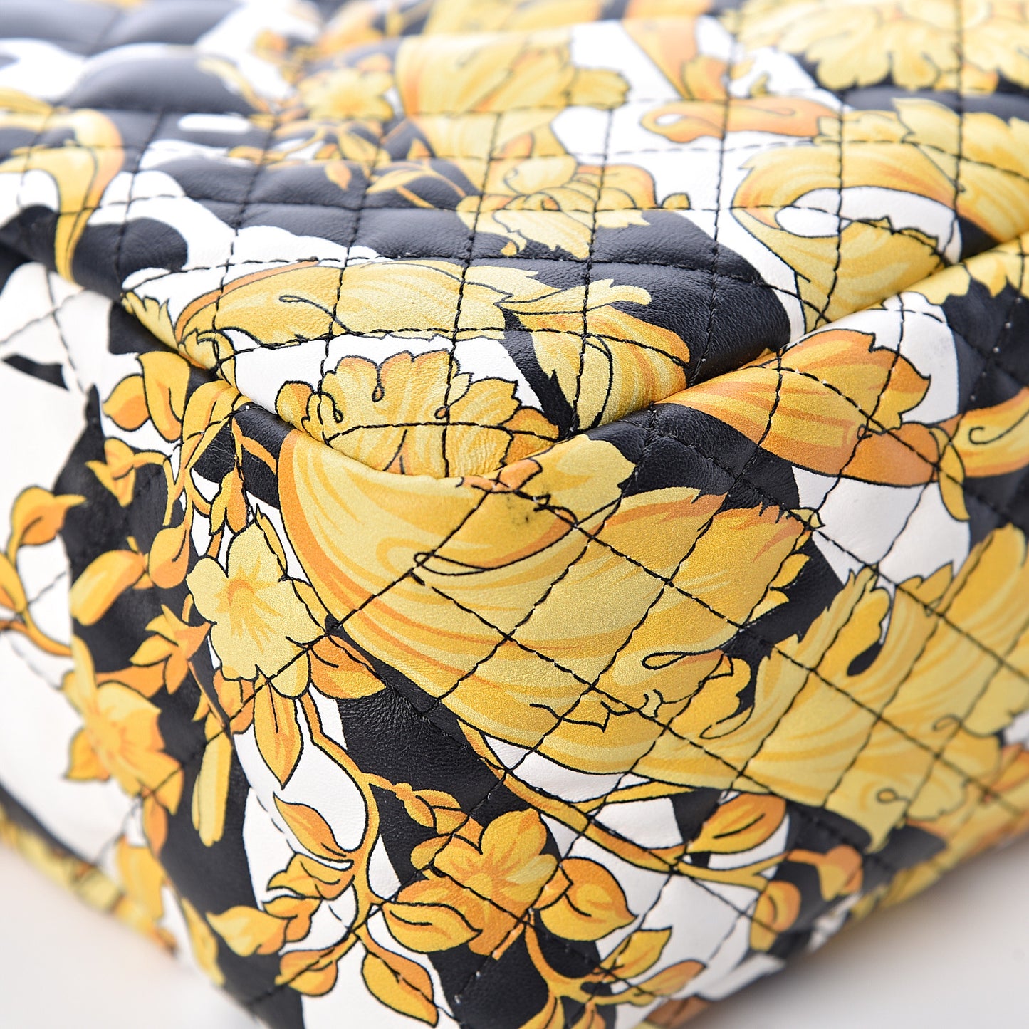 Nappa Quilted Barocco Print Small Camera Bag Black