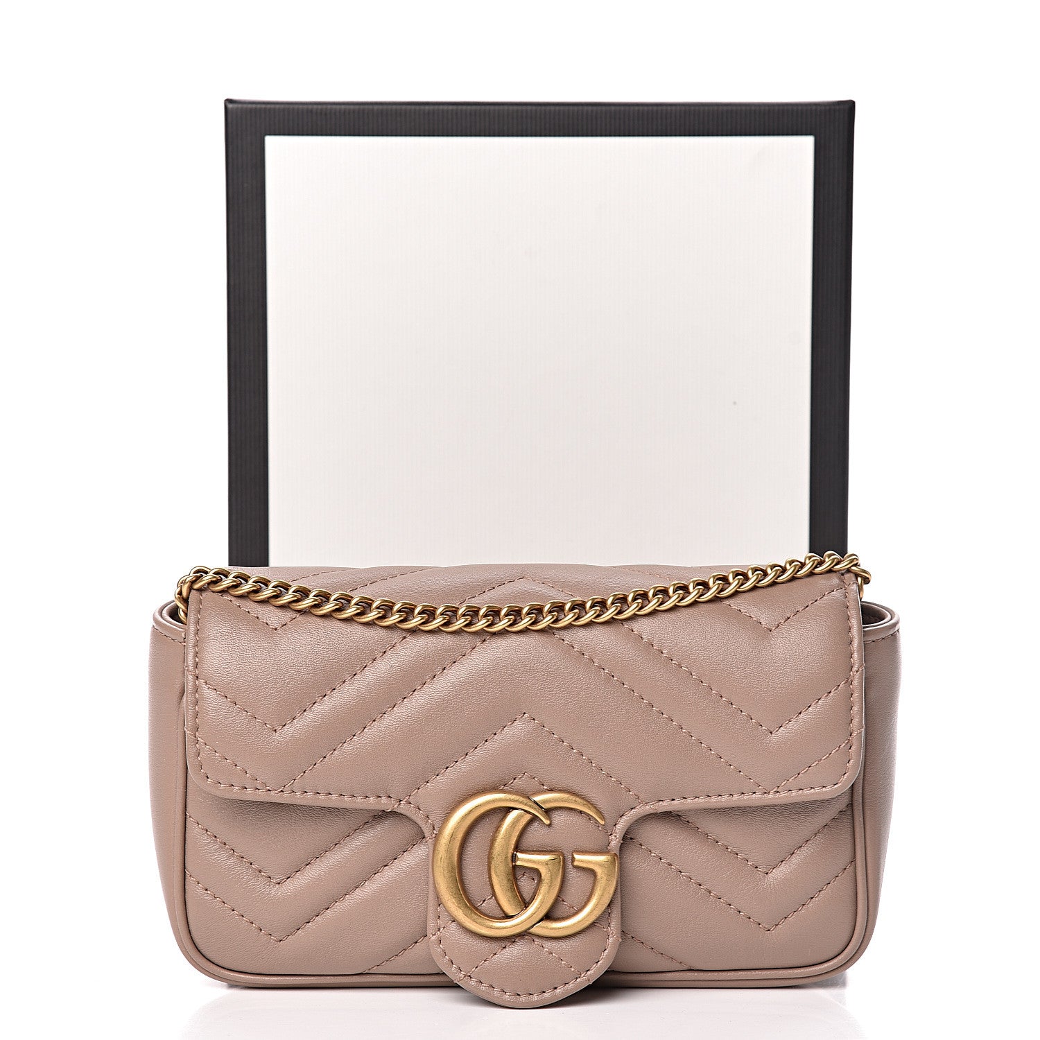 Gucci Calfskin Matelasse Super Mini GG Marmont Shoulder Bag Porcelain Rose 11 of 11