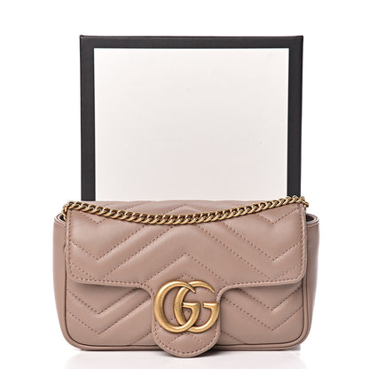 Gucci Calfskin Matelasse Super Mini GG Marmont Shoulder Bag Porcelain Rose 11 of 11