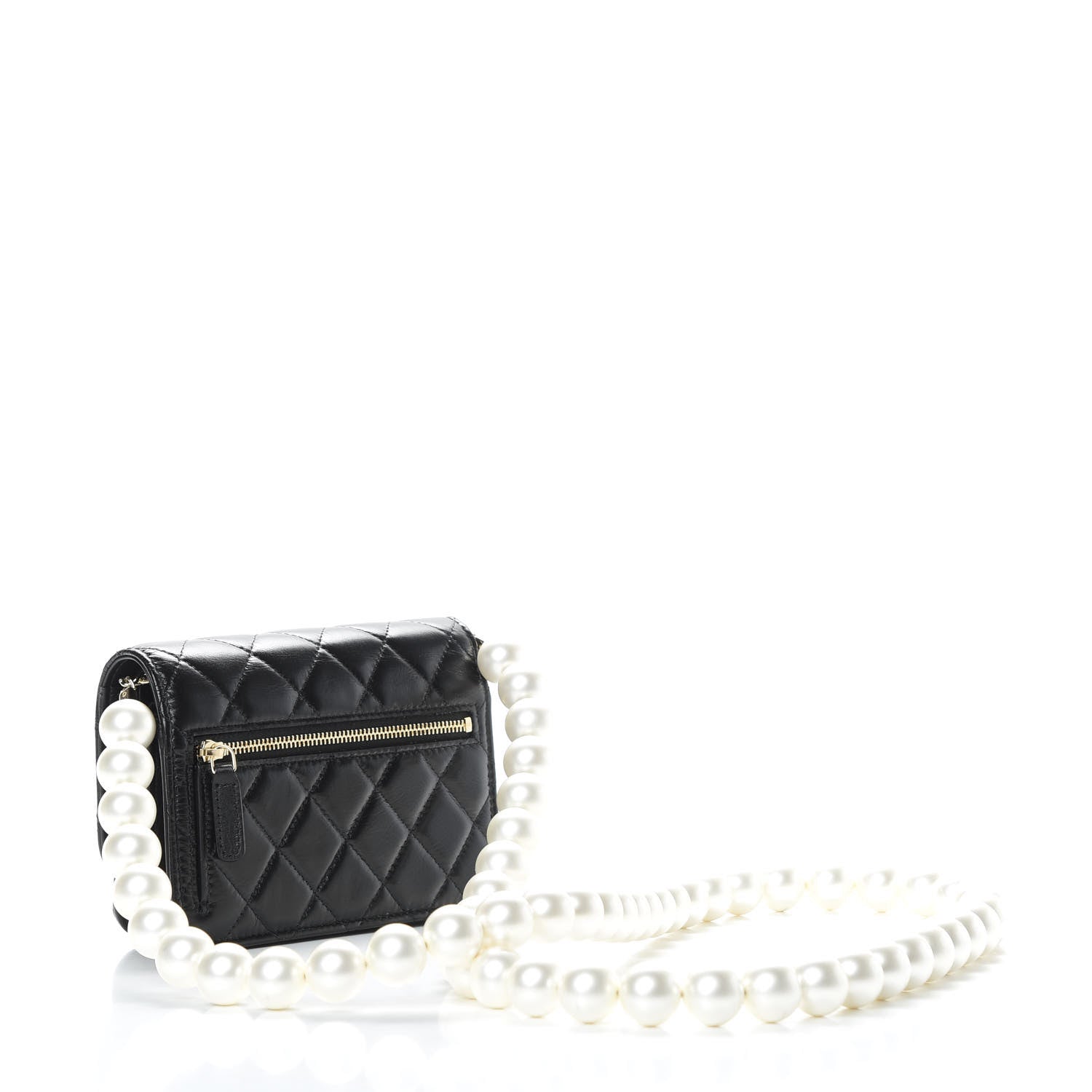 Chanel Calfskin Quilted Mini Maxi Pearls Wallet On Chain WOC Black 3 of 12