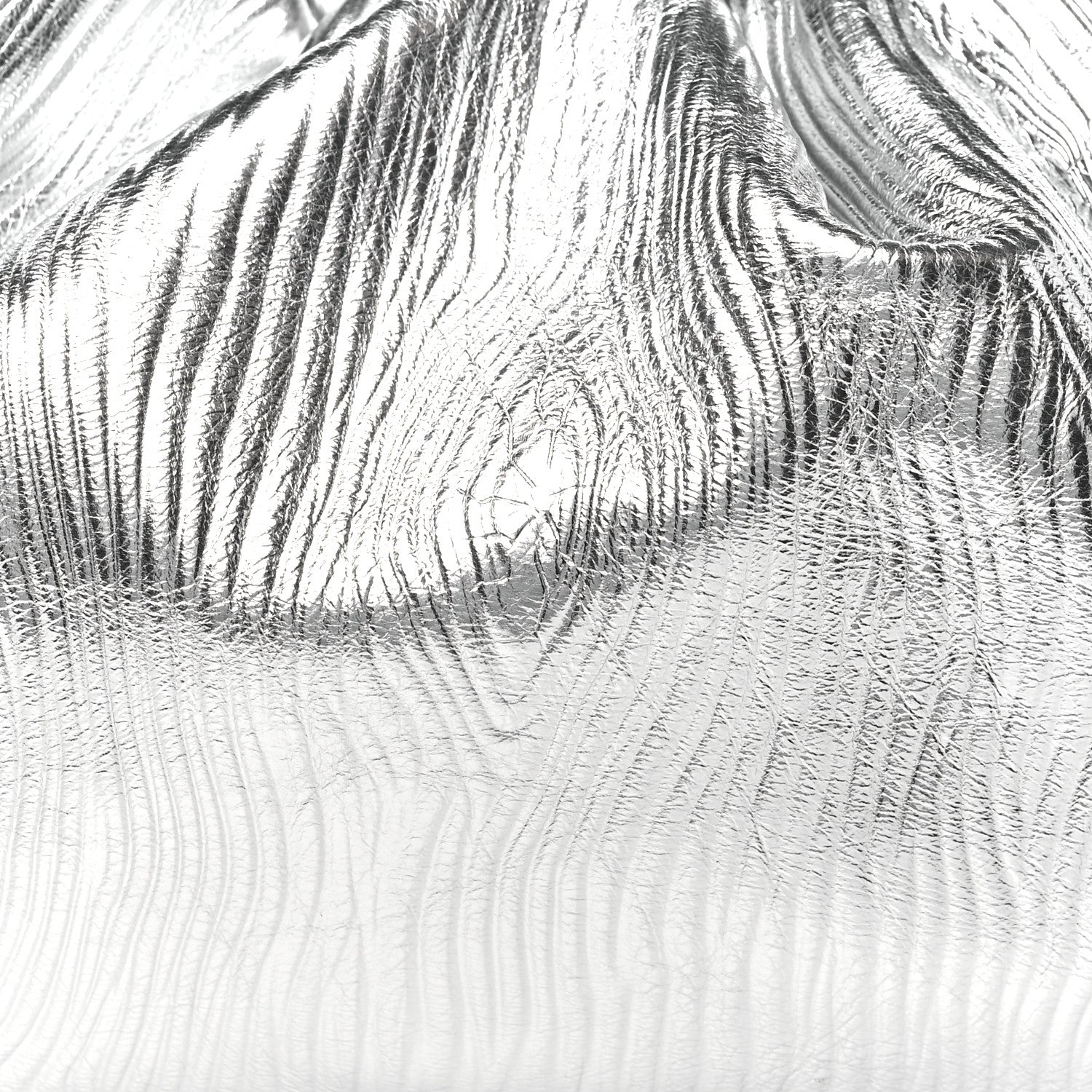 Bottega Veneta Metallic Bark Calfskin Embossed The Pouch Oversized Clutch Silver 7 of 9