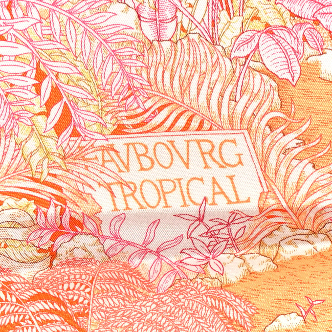 Silk Faubourg Tropical Scarf 90 Orange Mangue Rose