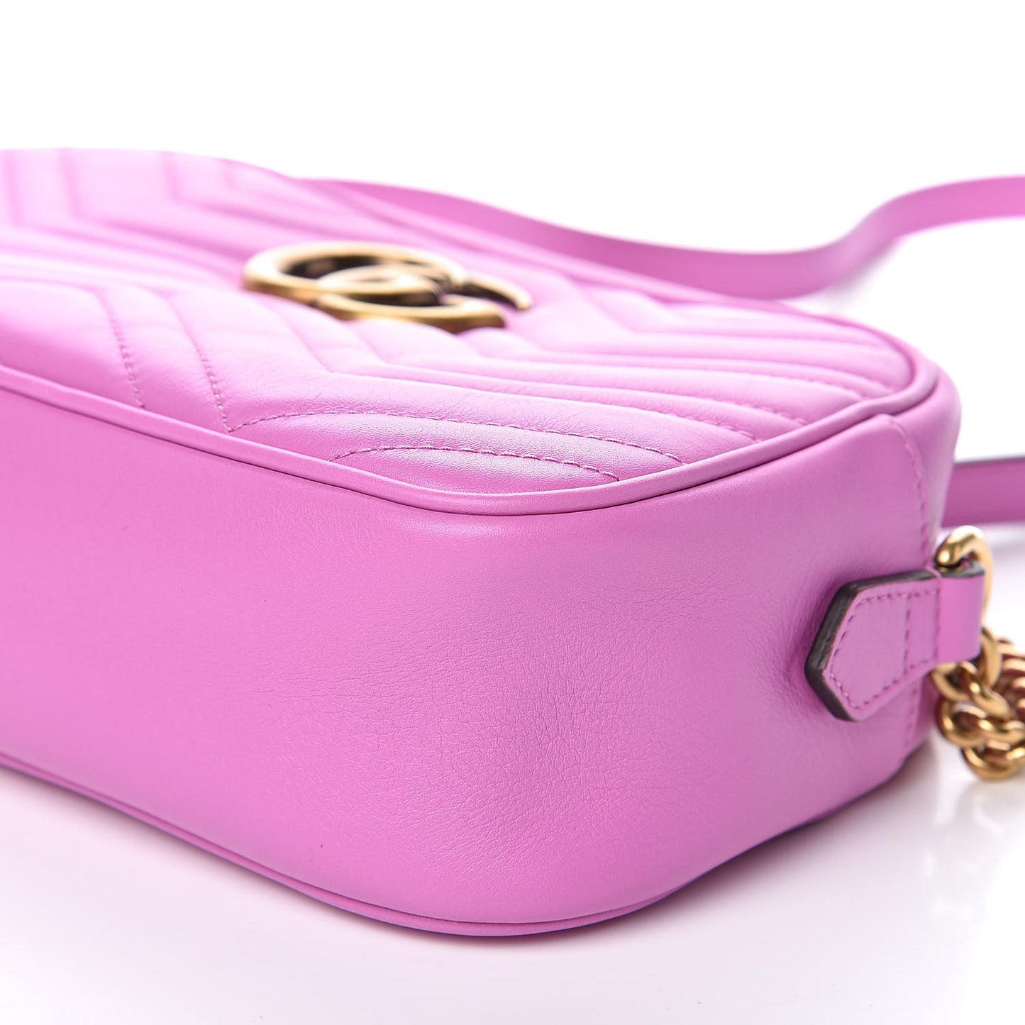 Calfskin Matelasse Small GG Marmont Chain Shoulder Bag Candy Mousse