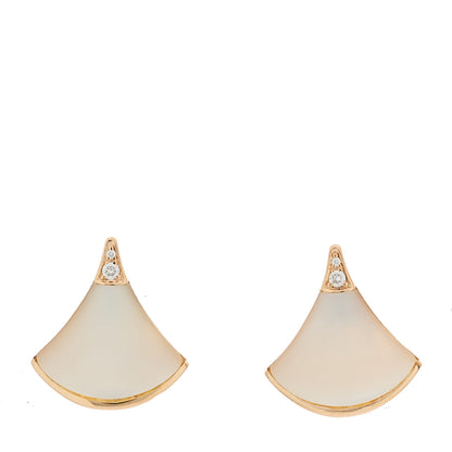 Bulgari 18K Rose Gold Diamond Mother of Pearl Divas' Dream Stud Earrings 1 of 5