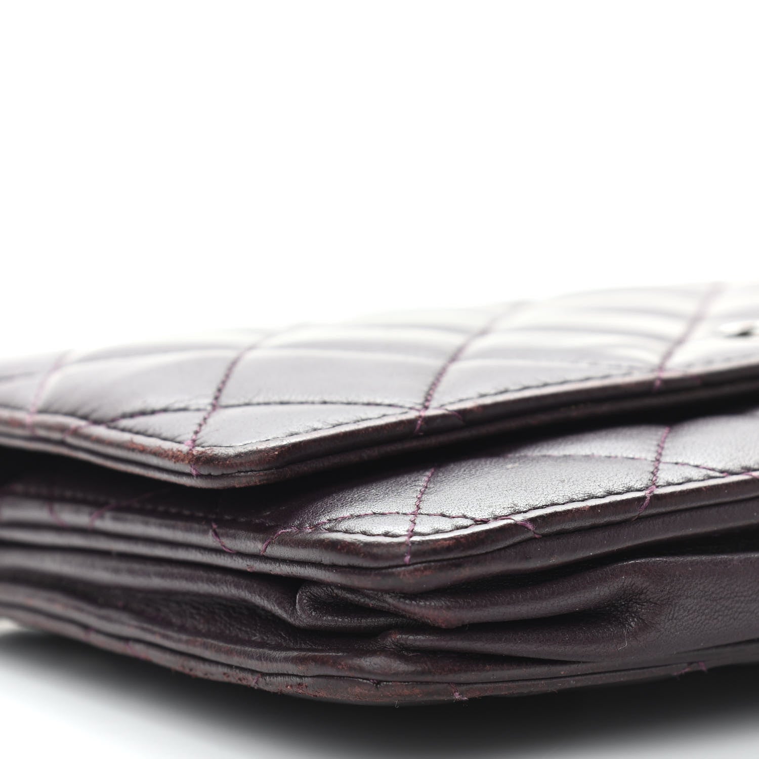 Chanel Lambskin Quilted Wallet On Chain WOC Burgundy 10 of 17