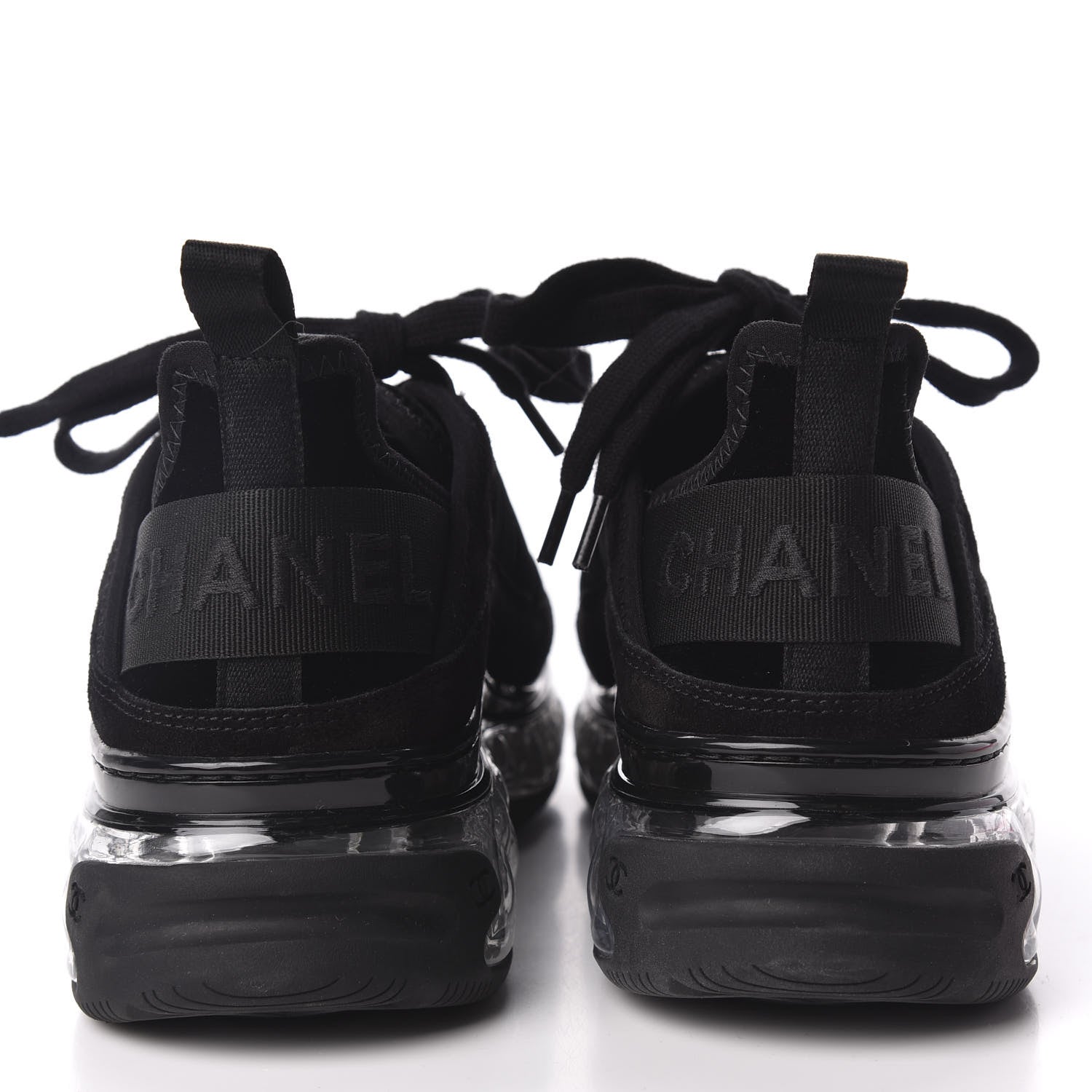 Chanel Suede Calfskin Velvet Grosgrain CC Sneakers 37.5 Black 6 of 10