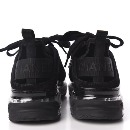 Chanel Suede Calfskin Velvet Grosgrain CC Sneakers 37.5 Black 6 of 10