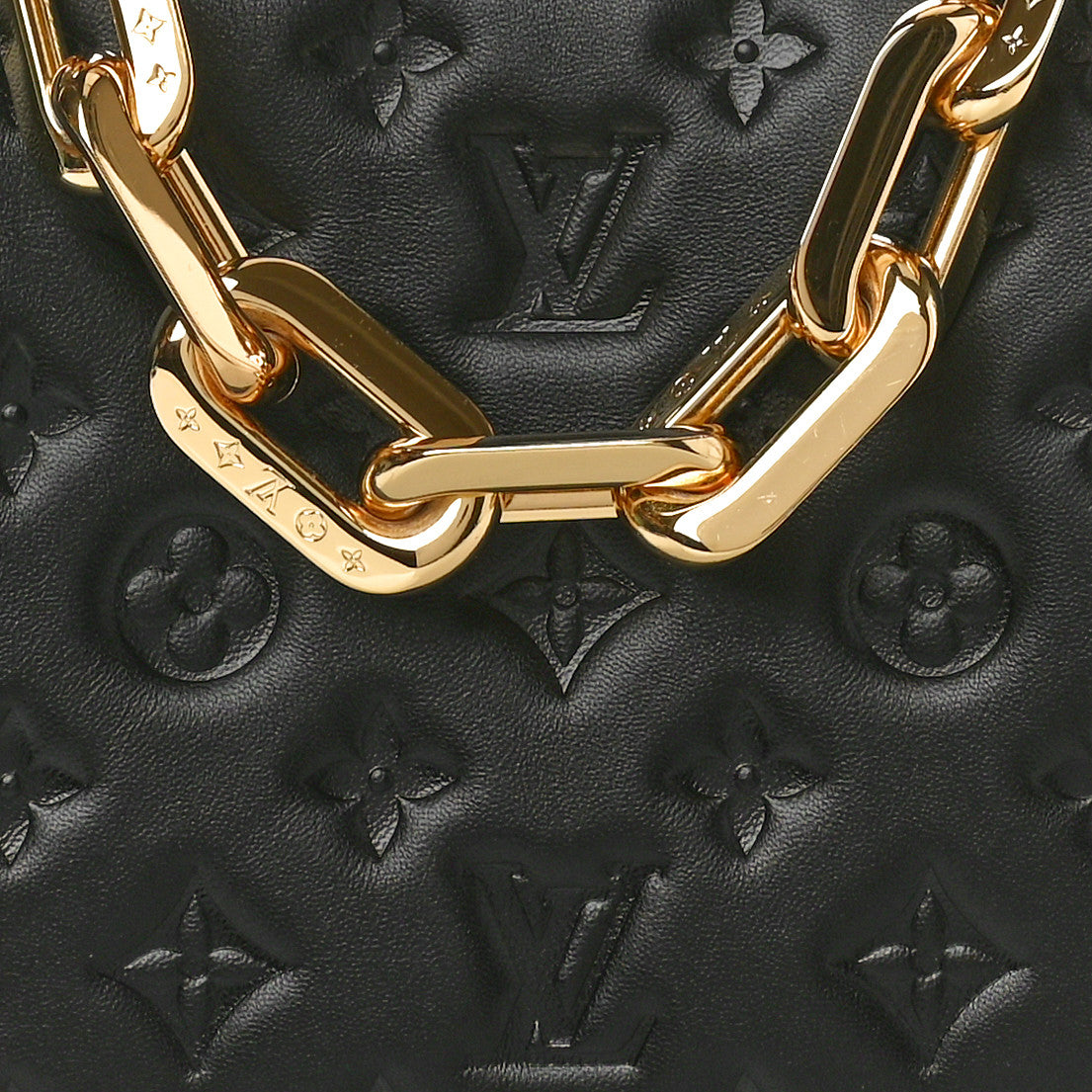 Lambskin Embossed Monogram Coussin BB Black