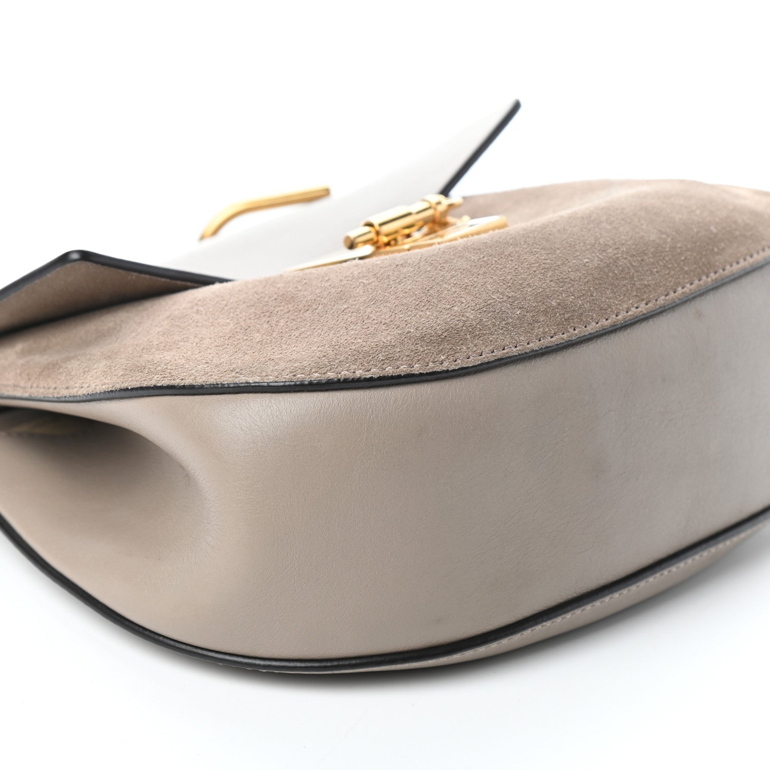 Chloe Suede Smooth Calfskin Drew Shoulder Bag Motty Grey 10 of 11