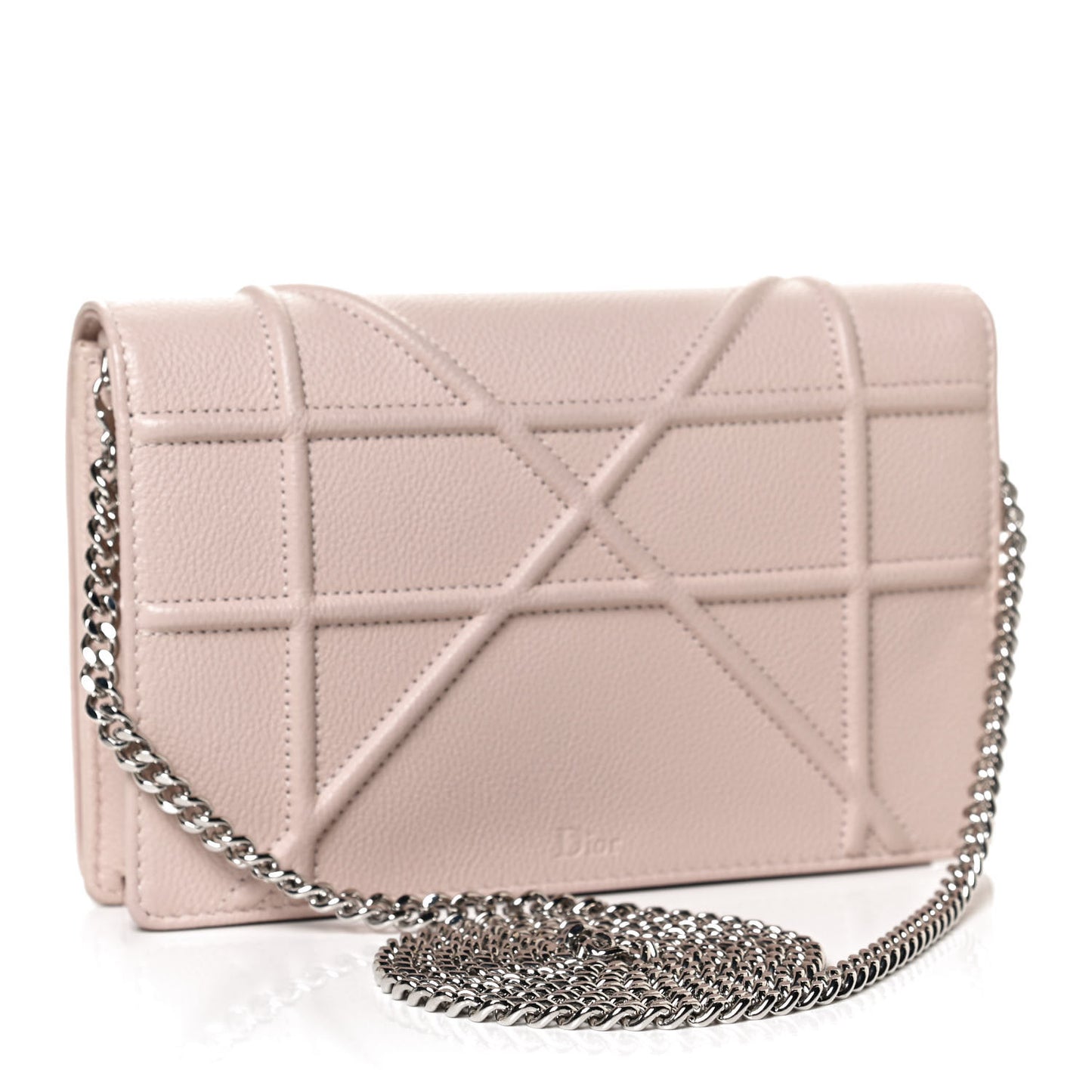 Grained Calfskin Diorama Wallet on Chain Pouch Rose Poudre