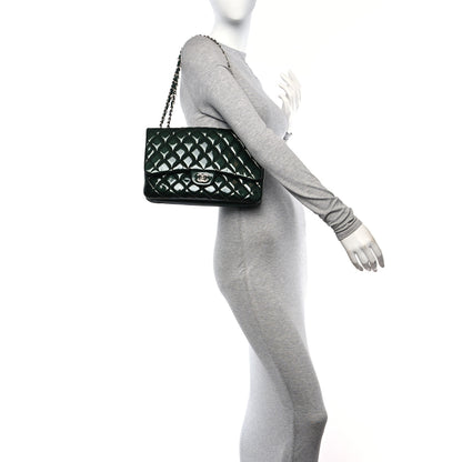 Chanel Patent Quilted 3 Jumbo Flap Dark Green 2 of 10