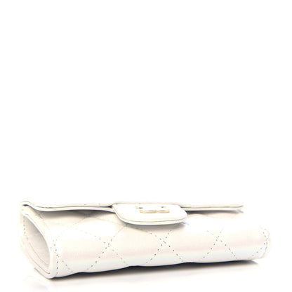 Chanel Iridescent Calfskin Quilted Flap Card Holder Wallet Ivory 4 of 9