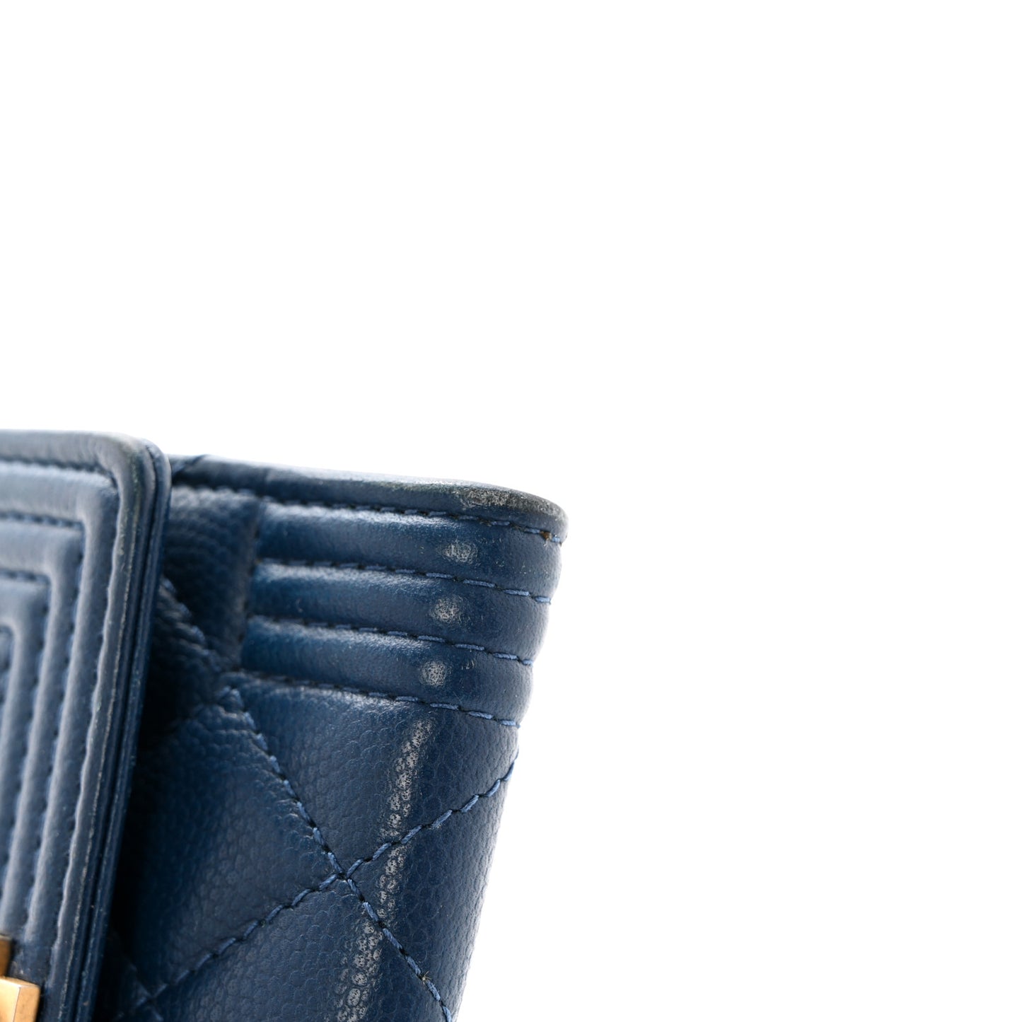 Caviar Quilted Boy Flap Card Holder Blue