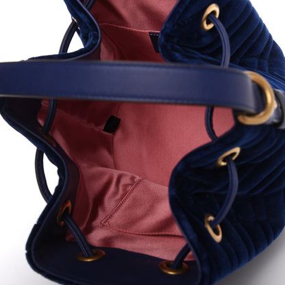 Gucci Velvet Matelasse GG Marmont Bucket Bag Cobalt Blue 5 of 10