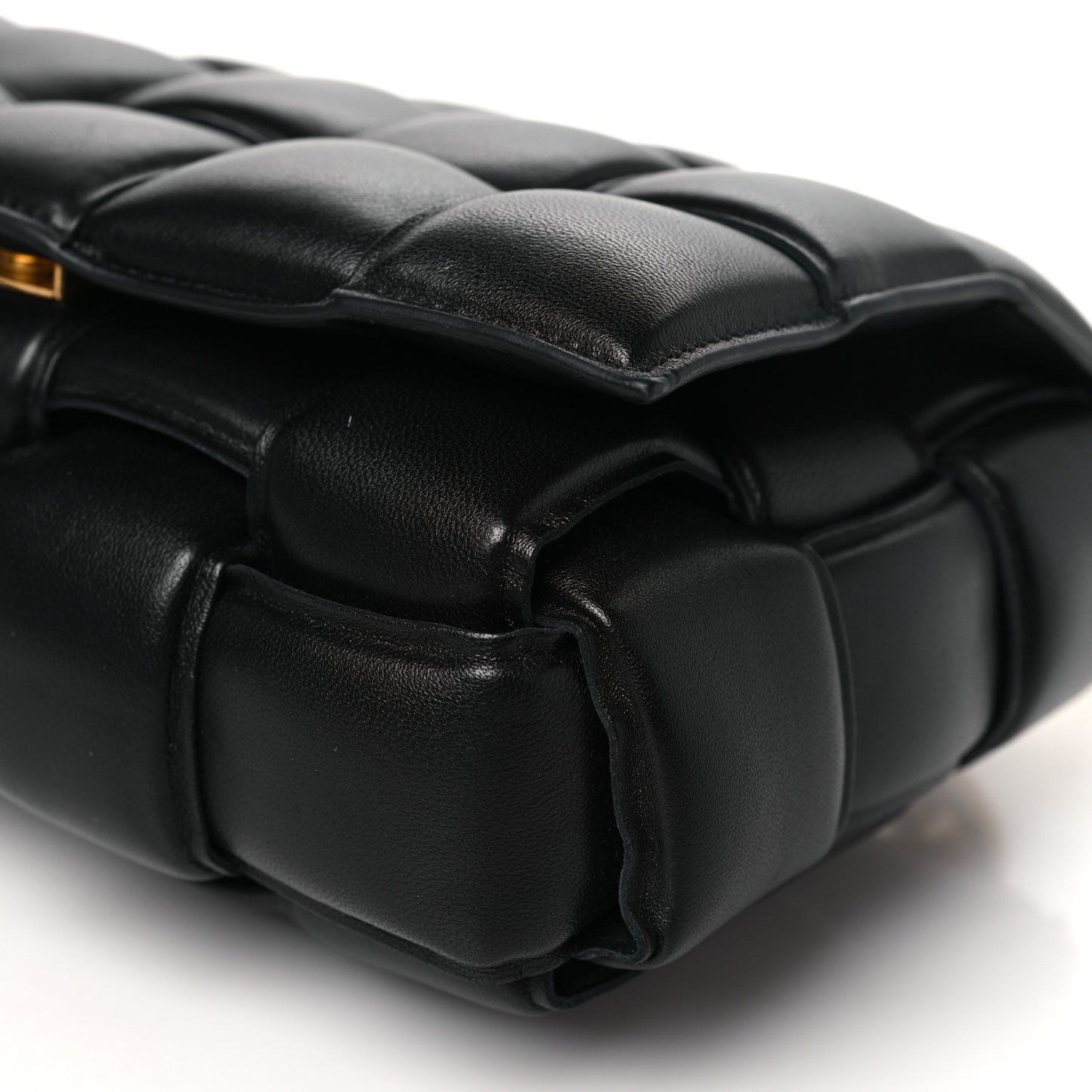 Lambskin Maxi Intreccio Padded Chain Cassette Crossbody Bag Black