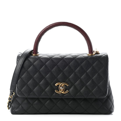 Chanel Caviar Lizard Embossed Quilted Small Coco Handle Flap Black 1 of 9