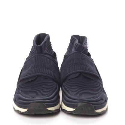 Chanel Stretch Fabric CC Sneakers 37 Blue 2 of 7