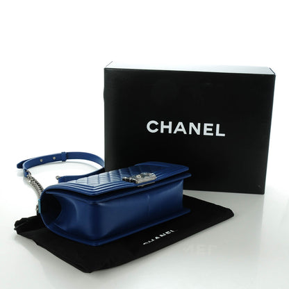 Chanel Lambskin Quilted Medium Boy Flap Dark Blue 4 of 8